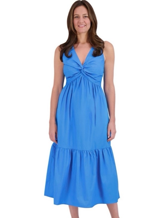 French Connection Dresses & Skirts - Summer Women’s Bright Blue Twist-Front Midi Dress Cotton Size XS Coastal